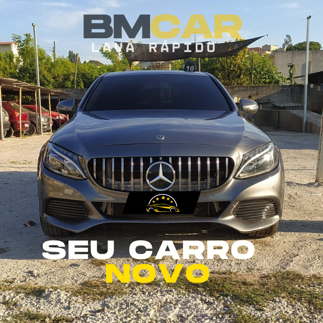 Mercedes cinza com a frase 'Seu Carro Novo'